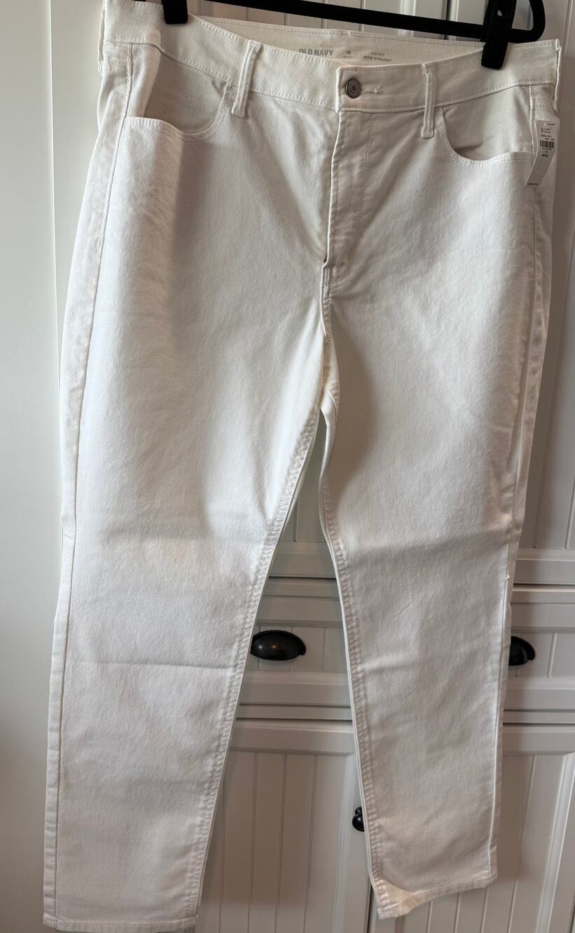 Old Navy Wow straight midrise jeans white sz 16P NWT